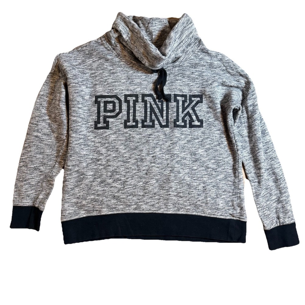 PINK Victoria's Secret Gray Marl Cowl Neck Sweatshirt Pullover Love Pink Size M